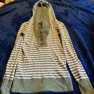American Eagle Outfitters XS green striped sweater hoodie